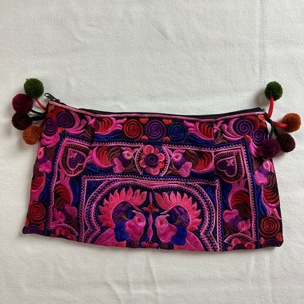 Colorful Embroidered Clutch